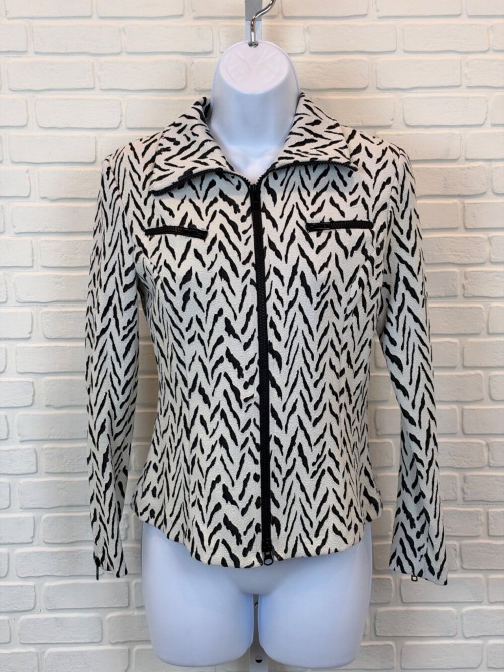 Nabi Zebra Print Zip Jacket Black White XS